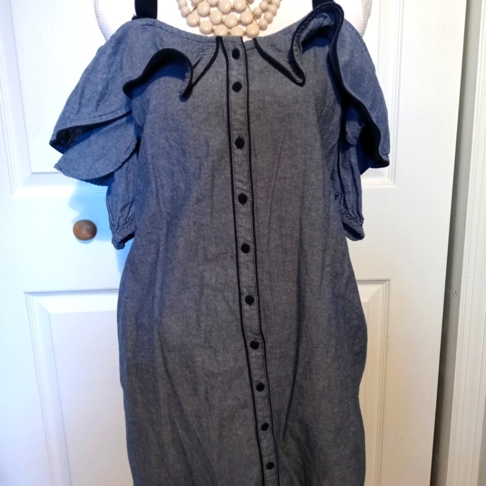 Women's denim size medium cold shoulder dress